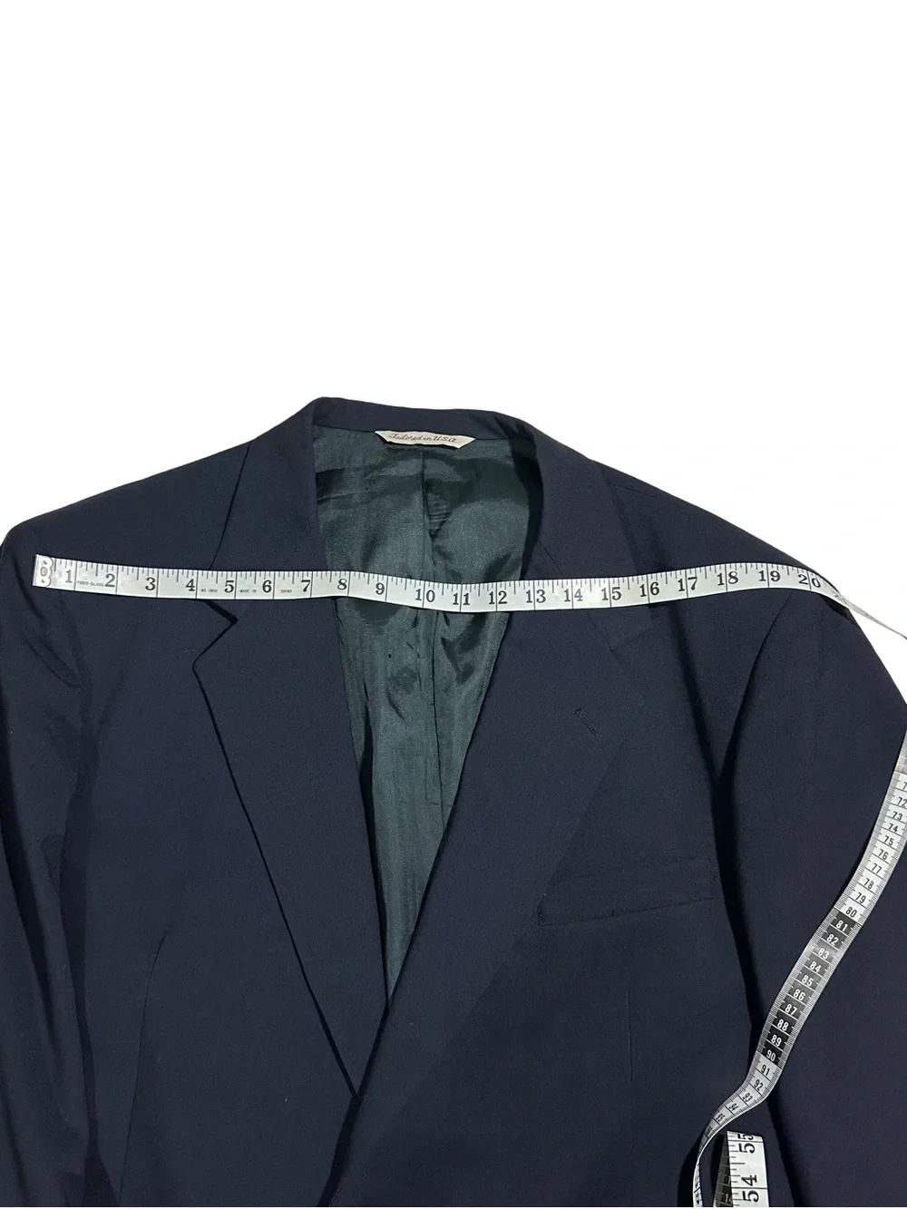 Vtg Stafford Navy Blue Wool Suit Jacket Sports Coat Tailored In USA Sz 46R NWOT
